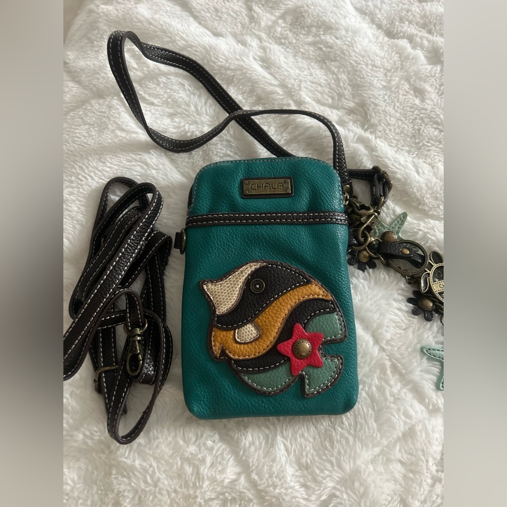 Key West Leather cross body wristlet